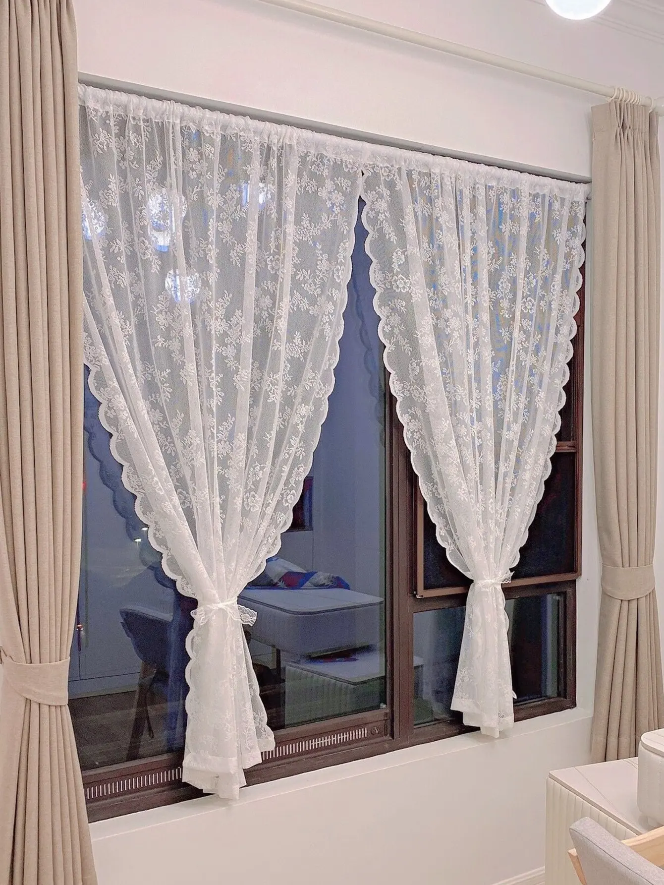 Yarn Home Decor - 거실 용 꽃 레이스 쉬어 커튼