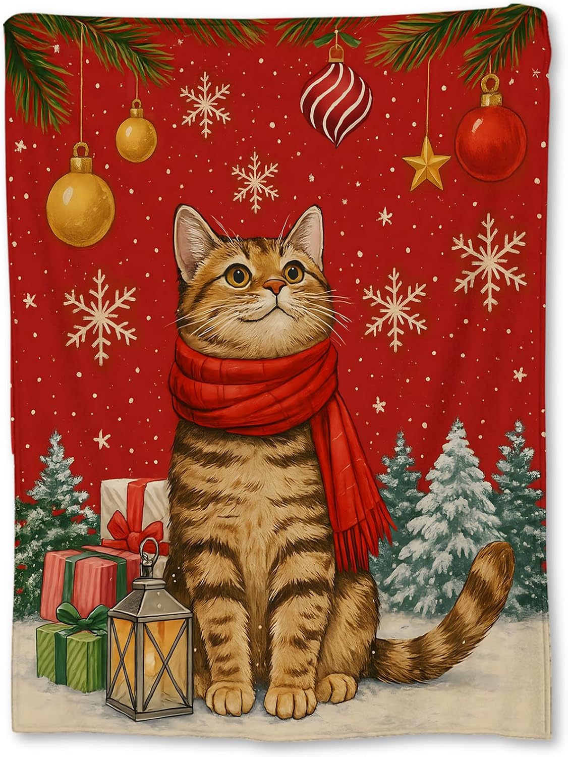 Home Xmas Decor Ideas - 축제 분위기의 고양이 크리스마스 담요, 아늑한
