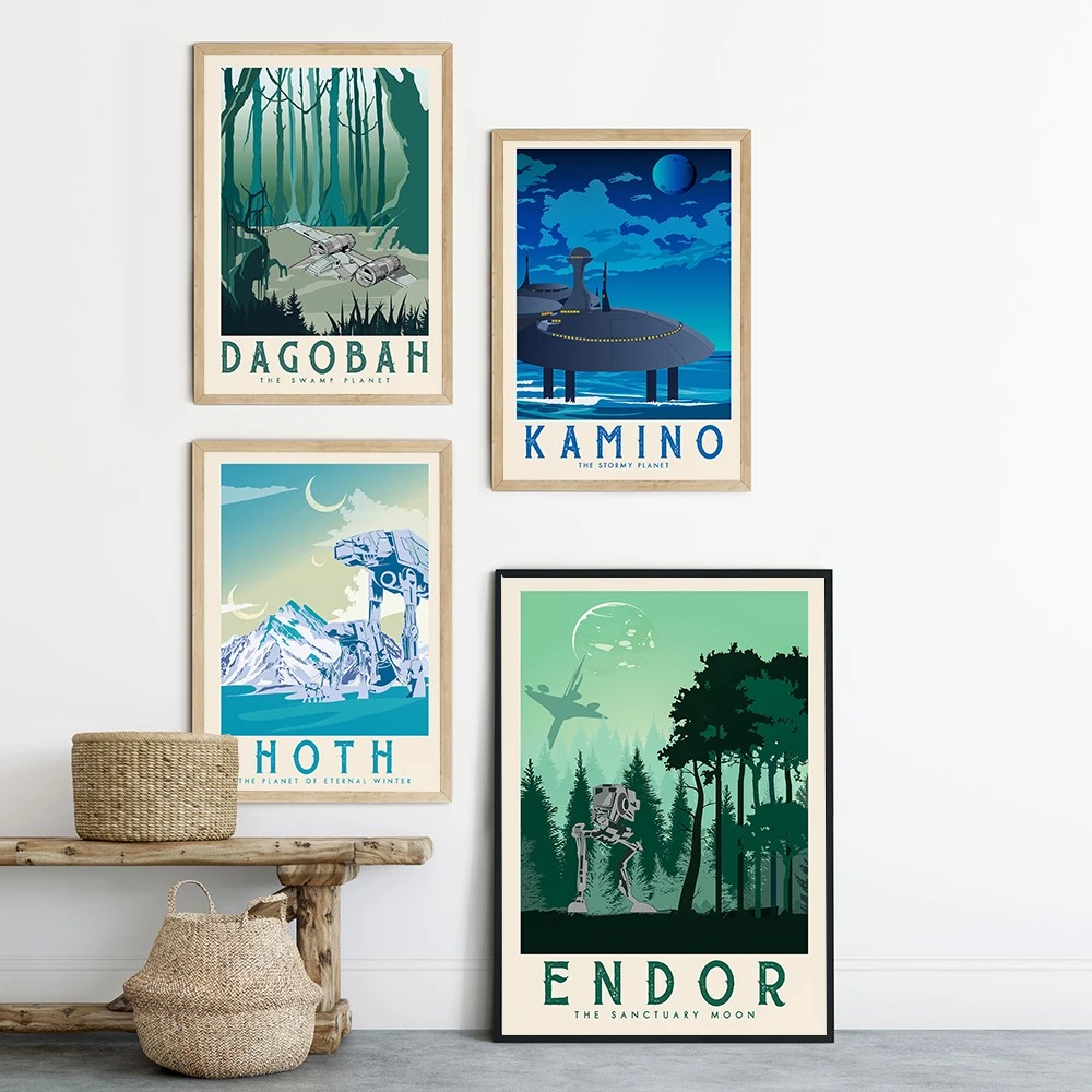 Home Decor How To - Tatooine Endor 풍경 캔버스 페인팅 빈티지