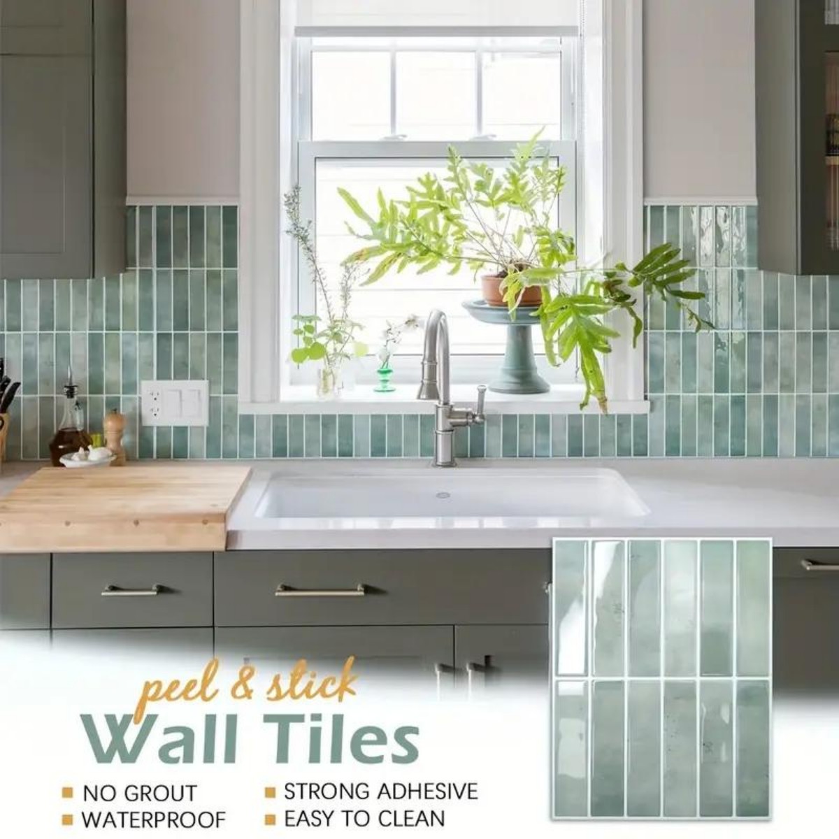 Home Decor Wall Molding - 22.9x29cm 자체 접착식 컬러 타일 스티커