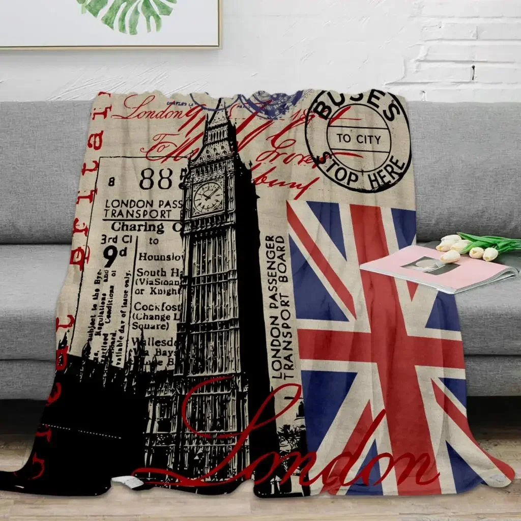 Home Decor London - 런던 영국 빅벤 플래그 스로우 블랭킷
