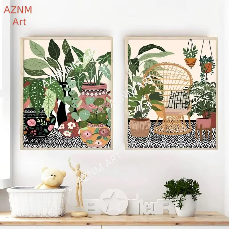 Home Decor Green - 현대 벽 예술 캔버스 그림 북유럽
