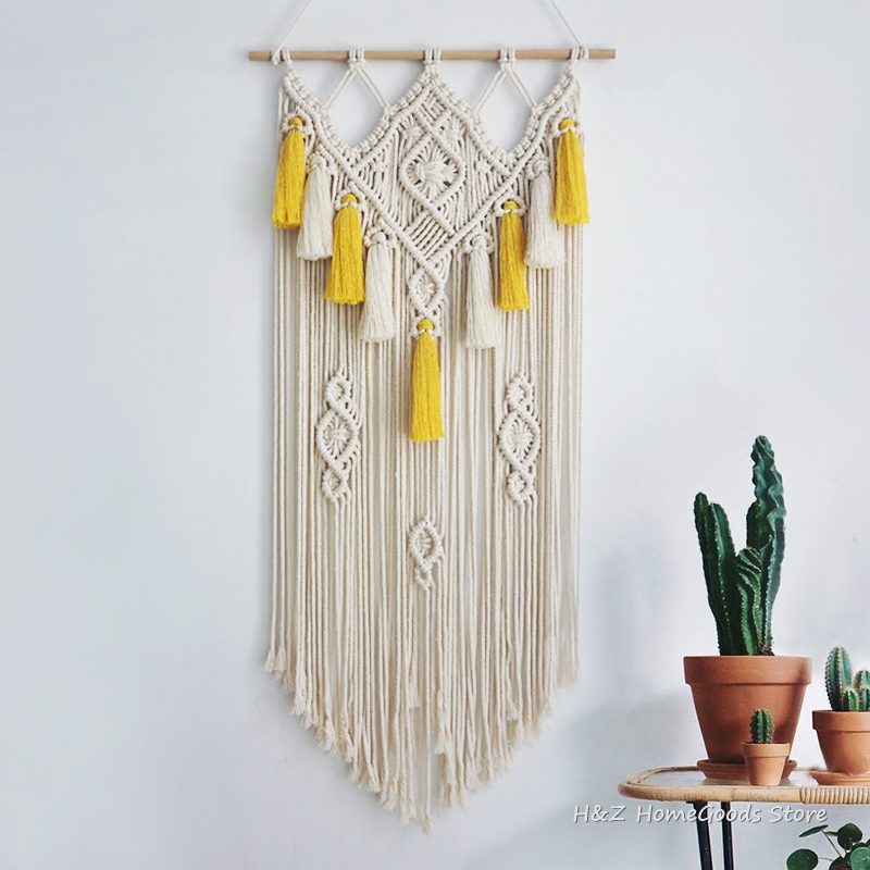 Yarn Home Decor - 마크라메 월행잉 우븐 태피스트리, 보헤미안 월