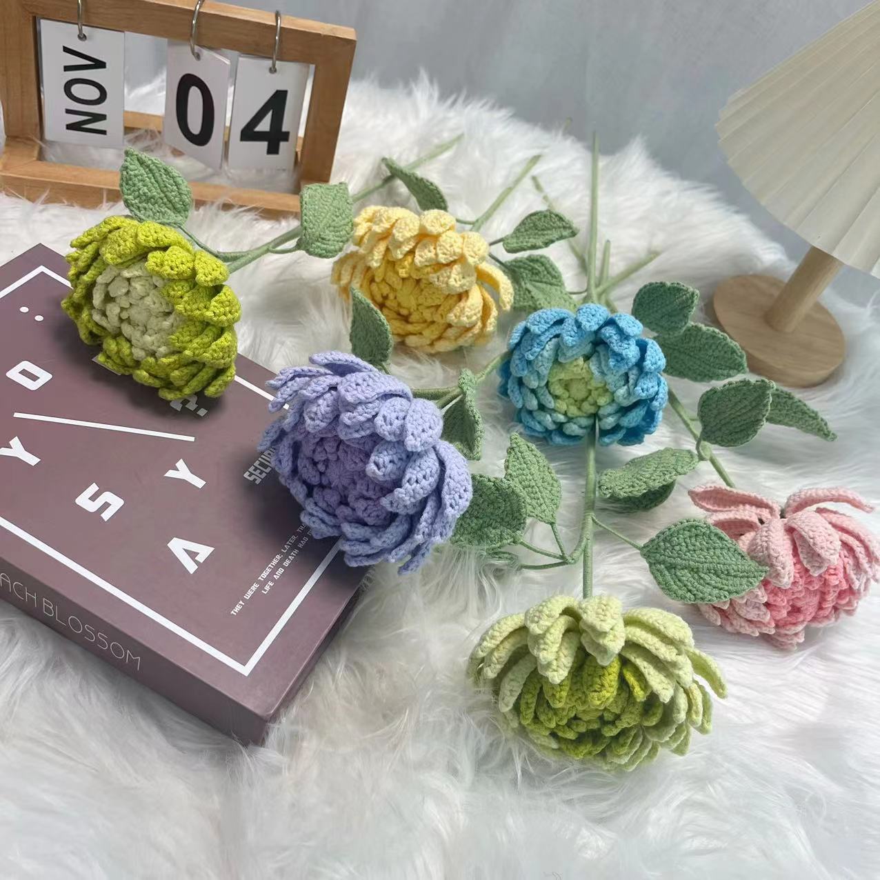 Yarn Home Decor - 다알리아 완제품 수제 꽃다발 홈 데코