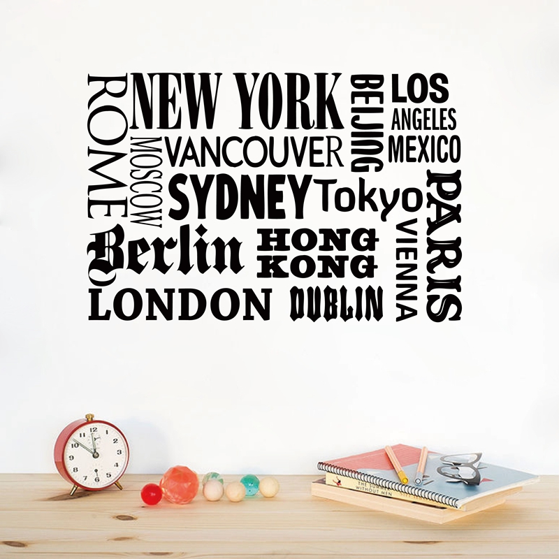 Home Decor London - 뉴욕 런던 파리 견적 벽 스티커,
