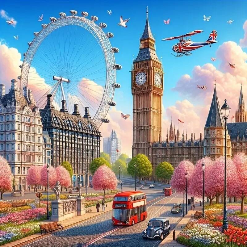 Home Decor London - 프레임리스 신상품 다이아몬드 모자이크 아트 런던
