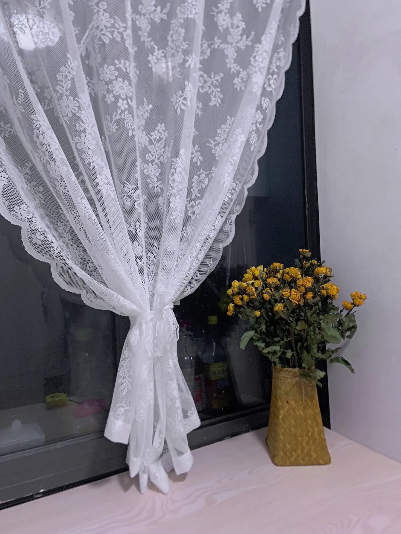 거실 용 꽃 레이스 쉬어 커튼 Tulle Rod Poc - Yarn Home Decor 리뷰 및 가격