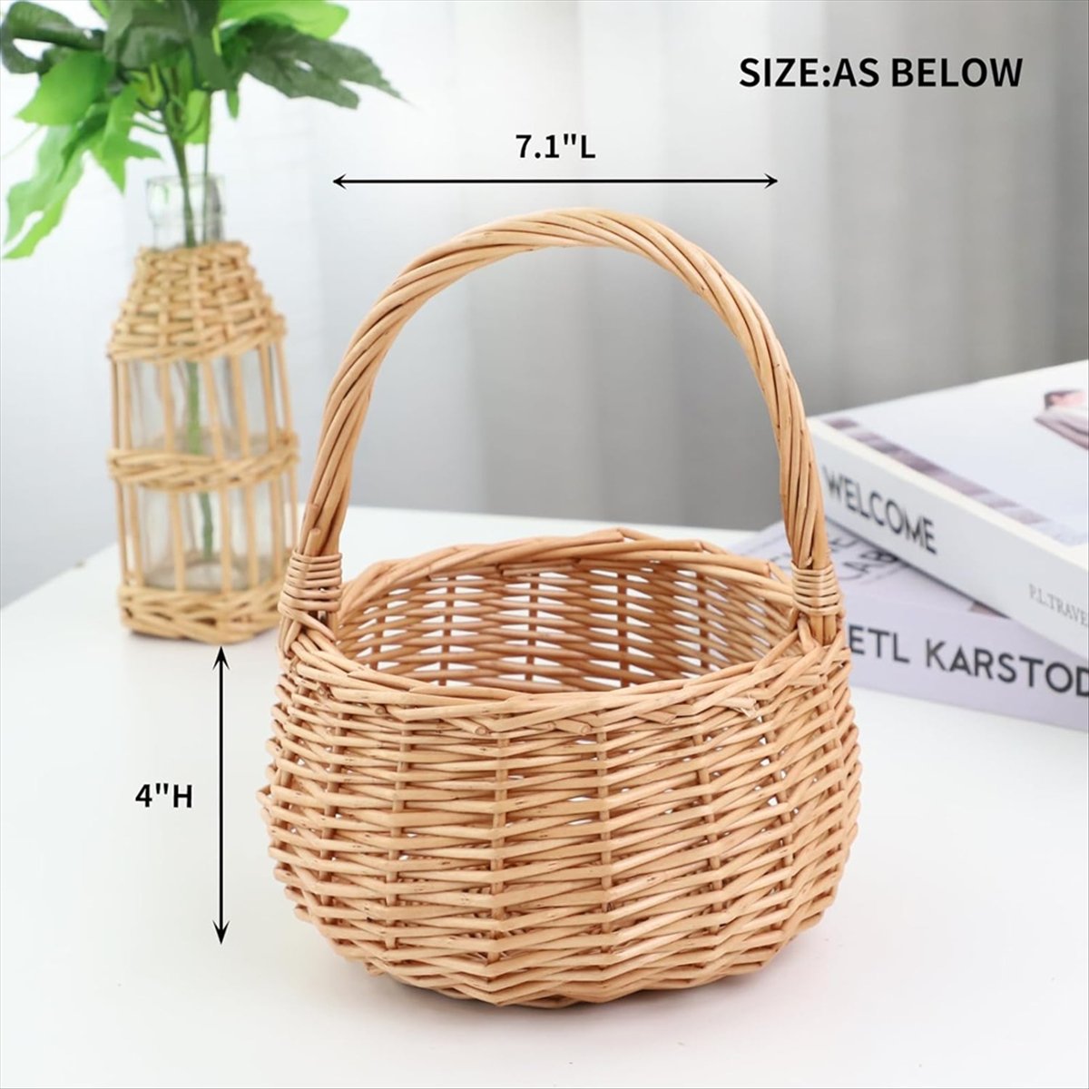 손잡이가 있는 위커 피크닉 바구니, 결혼식용 버드나무  - Home Decor Flowers 리뷰 및 가격