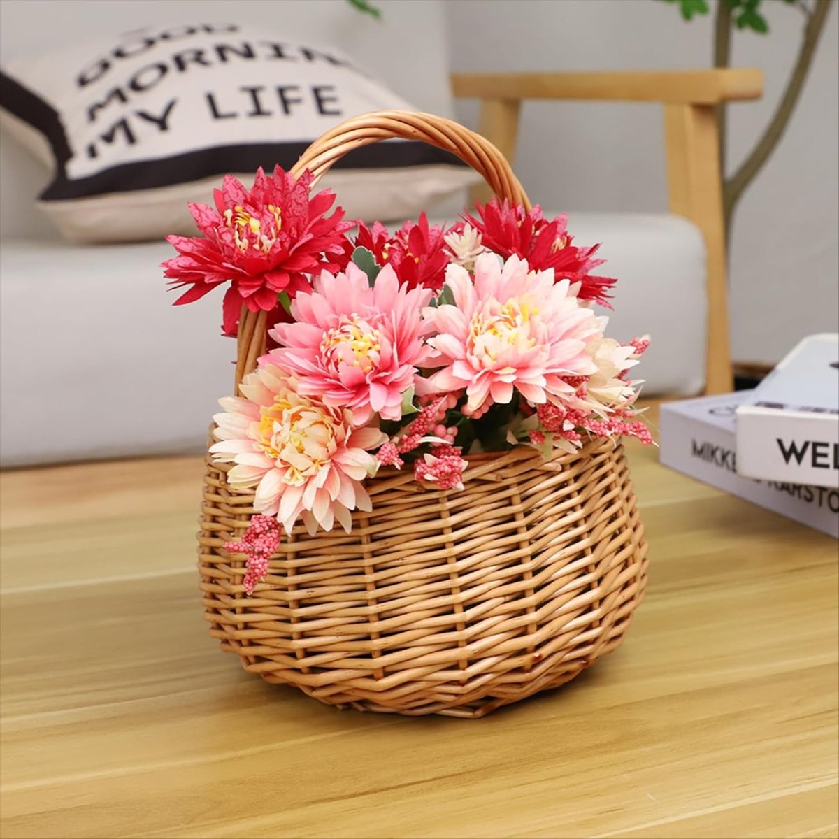 손잡이가 있는 위커 피크닉 바구니, 결혼식용 버드나무  - Home Decor Flowers 리뷰 및 가격