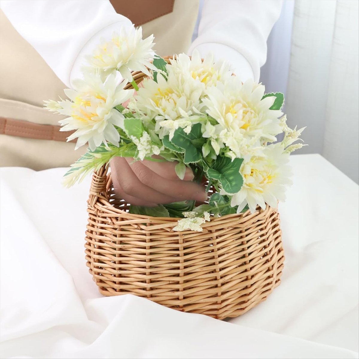 손잡이가 있는 위커 피크닉 바구니, 결혼식용 버드나무  - Home Decor Flowers 리뷰 및 가격