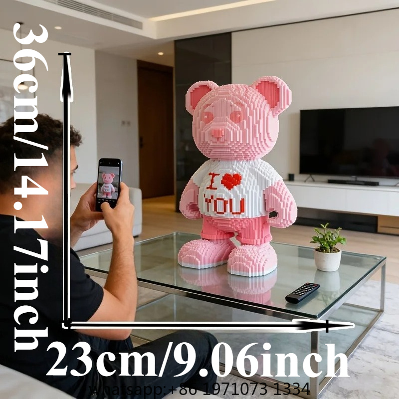 핑크 하트 베어 3D 퍼즐 마이크로 블록 장식품, 방, - Home Decor Handicraft 리뷰 및 가격