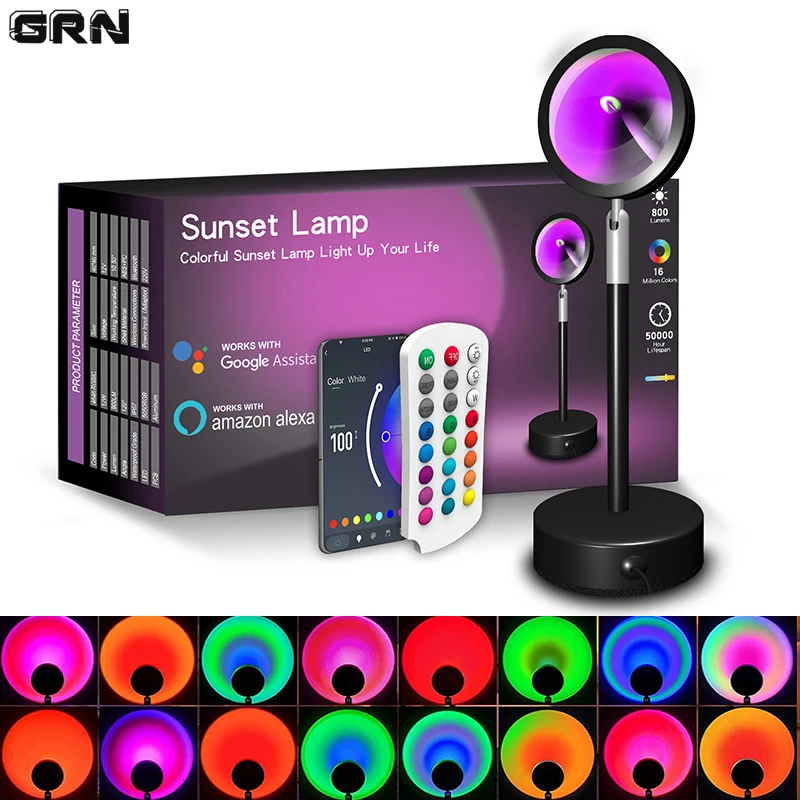 스마트 LED 선셋 램프, 다채로운 변화, 블루투스 앱 - Home Decor Free App 리뷰 및 가격