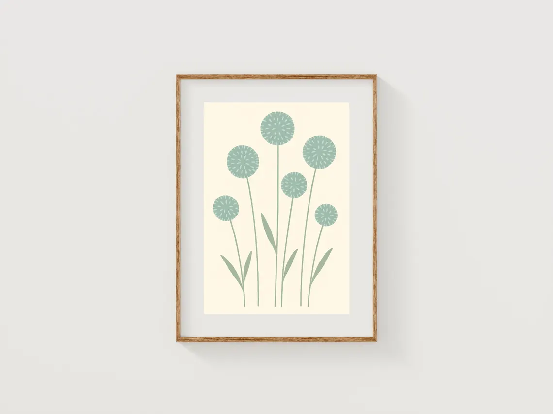 미니멀리스트 민들레 프린트 – 부드러운 세이지 그린 꽃 - Home Decor Green 리뷰 및 가격