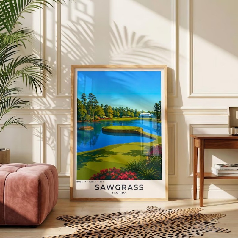 현대 골프장 여행 풍경 포스터 사우그라스 오거스타 마스 - Home Decor Locations 리뷰 및 가격