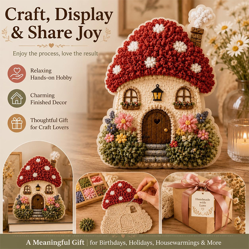 기발한 마을 3D 패브릭 포크 아트 키트 꽃무늬 버섯집 - Yarn Home Decor 리뷰 및 가격