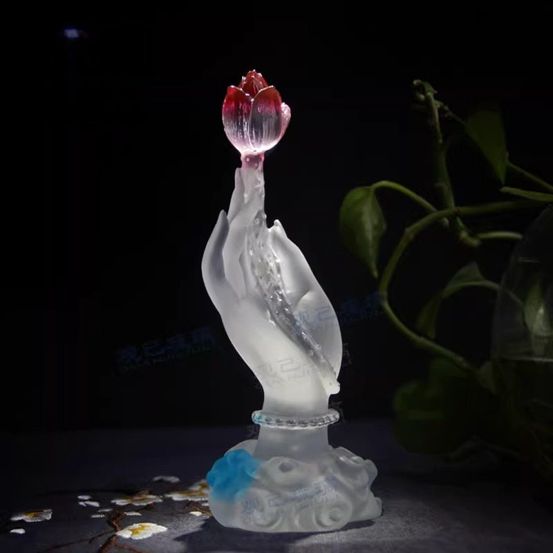 Cz 유약칠칠된 부처님 손 연꽃 장식품 - 거실 신전, - Home Decor Handicraft 리뷰 및 가격