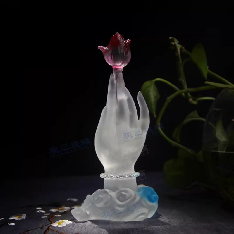 Cz 유약칠칠된 부처님 손 연꽃 장식품 - 거실 신전, - Home Decor Handicraft 리뷰 및 가격