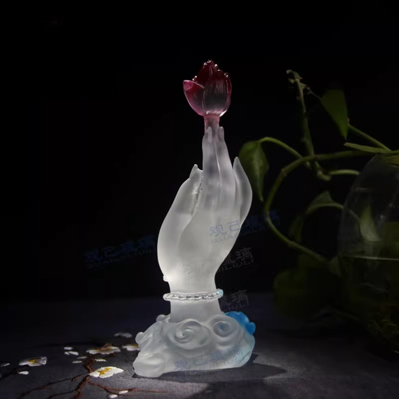 Cz 유약칠칠된 부처님 손 연꽃 장식품 - 거실 신전, - Home Decor Handicraft 리뷰 및 가격