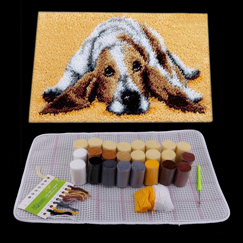 수제 래치 훅 러그 캔버스, 바늘과 실 포함 DIY 바 - Yarn Home Decor 리뷰 및 가격