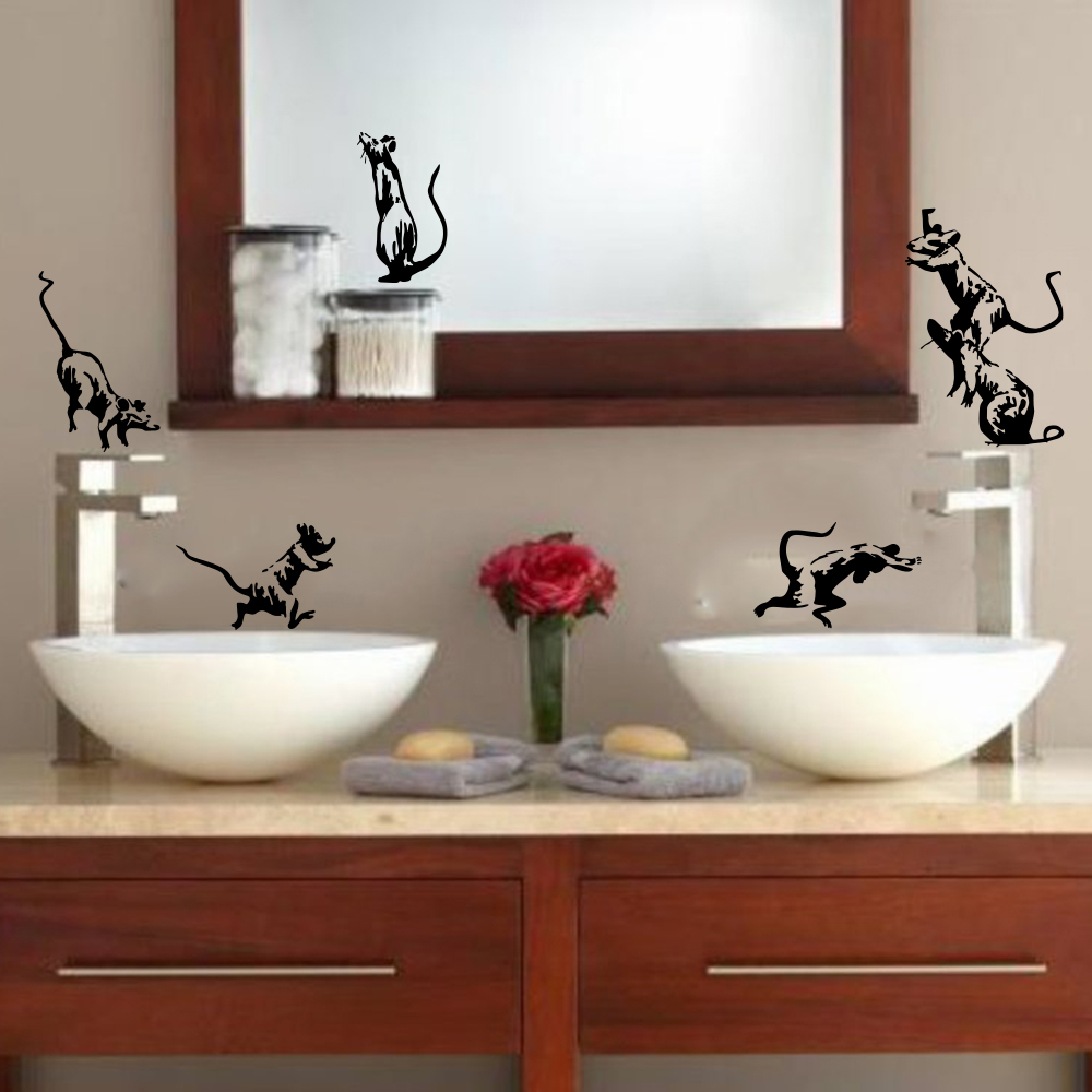 뱅크시 화장실 쥐 벽 스티커 욕실 샤워 마우스 스트리트 - Home Decor Vinyl Flooring 리뷰 및 가격