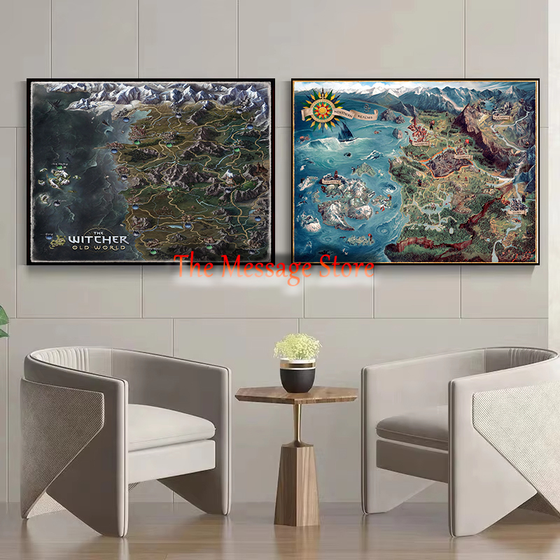 위쳐 세계 지도 대륙 위치 벽 예술 비디오 게임 게이머 - Home Decor Locations 리뷰 및 가격