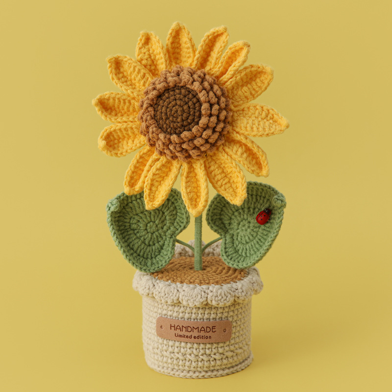 크리 에이 티브 짠 대형 해바라기 원사 화분에 심은 식 - Yarn Home Decor 리뷰 및 가격