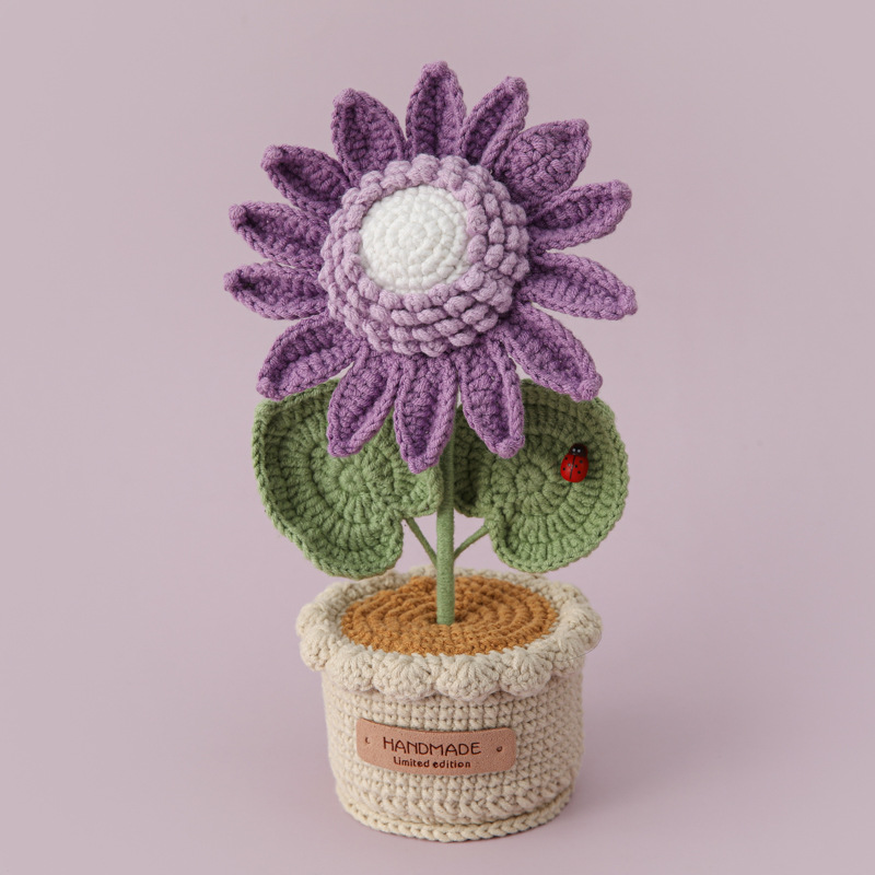 크리 에이 티브 짠 대형 해바라기 원사 화분에 심은 식 - Yarn Home Decor 리뷰 및 가격