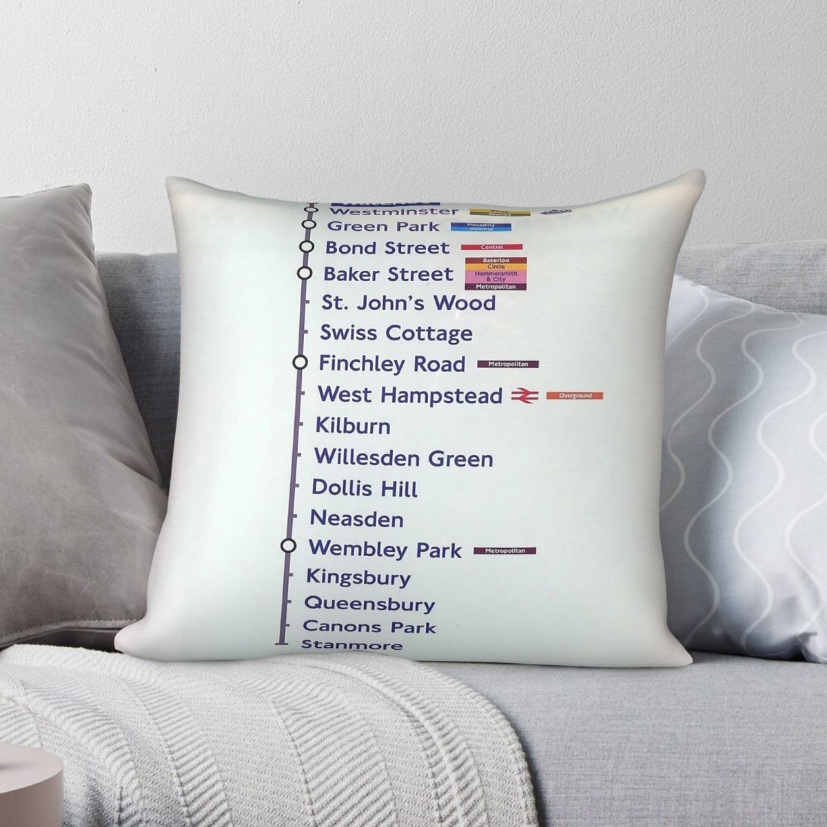 런던 쥬빌리 라인 웨스트바운드 스퀘어 베개 커버 폴리에 - Home Decor London 리뷰 및 가격