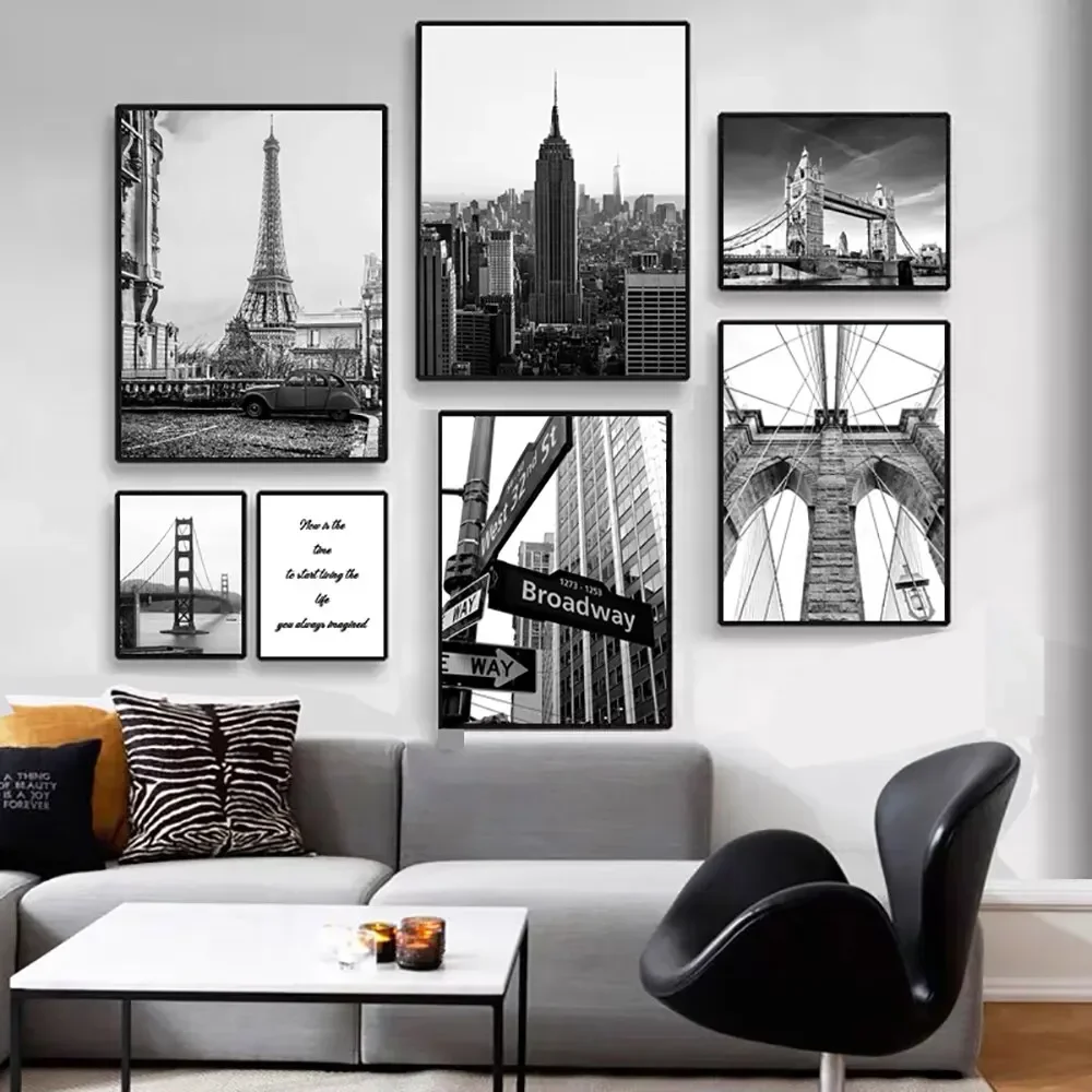 현대 도시 랜드 마크 뉴욕 런던 풍경 포스터 및 인쇄  - Home Decor London 리뷰 및 가격