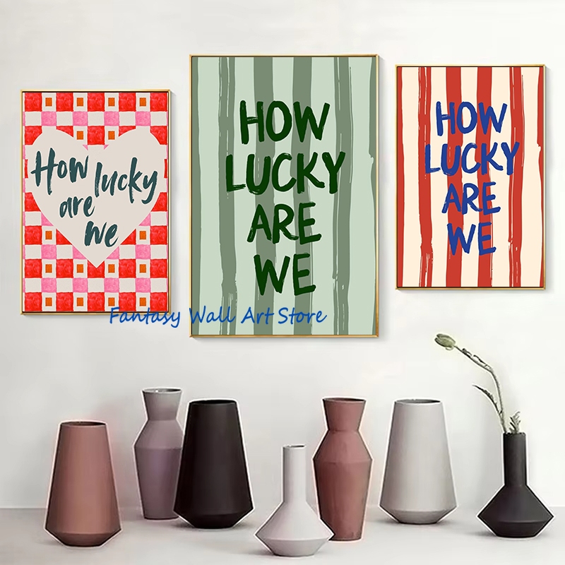 우리가 얼마나 행운인가 트렌디한 인용문 로맨틱 추상 포 - Home Decor How To 리뷰 및 가격