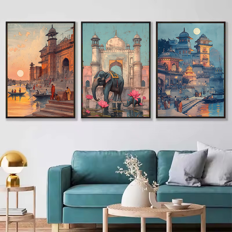 빈티지 고대 인도 생활 바나라스 바라나시 힌두교 풍경  - Home Decor Varanasi 리뷰 및 가격