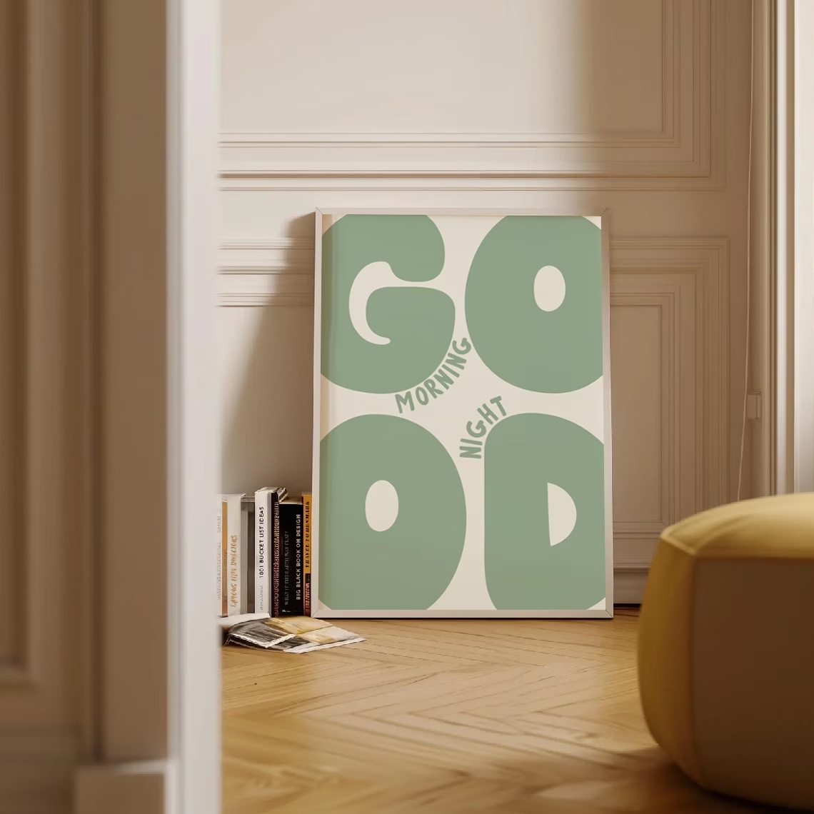 현대 녹색 좋은 아침 좋은 밤 인용문 벽 예술 인쇄 캔 - Home Decor Green 리뷰 및 가격