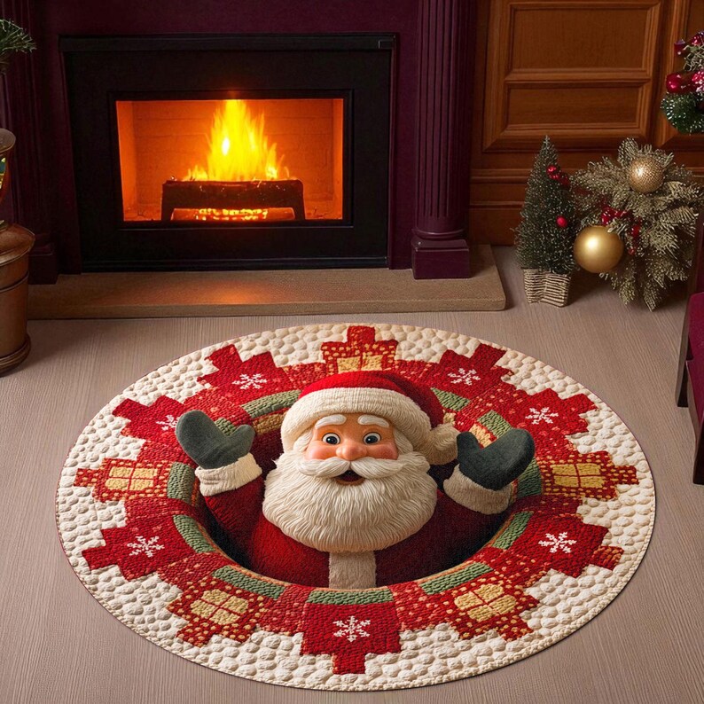 크리스마스 산타클로스 원형 도어매트, 환영 휴일 매트, - Home Xmas Decor Ideas 리뷰 및 가격