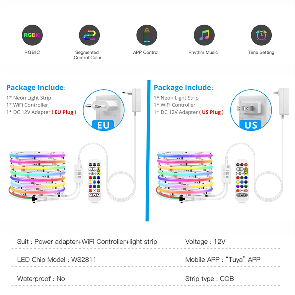 투야 와이파이 WS2811 RGBIC COB LED 스 - Home Decor Free App 리뷰 및 가격