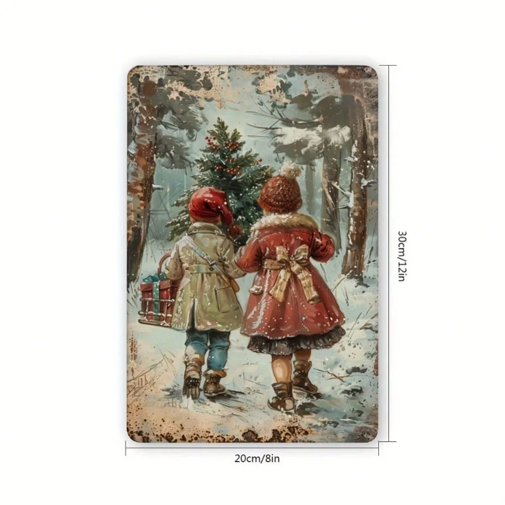 빈티지 크리스마스 금속 간판 8x12인치 - 레트로한  - Home Decor Locations 리뷰 및 가격