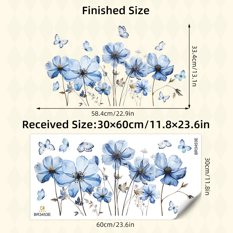 신선한 파란 나비와 꽃 벽 스티커, 침실, 거실, 현관 - Home Decor Vinyl Flooring 리뷰 및 가격