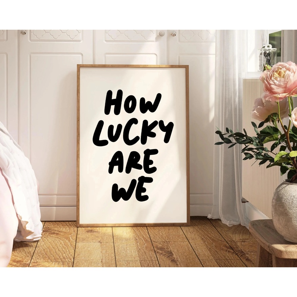우리가 얼마나 행운인가 핑크 레드 스트라이프 벽 예술  - Home Decor How To 리뷰 및 가격
