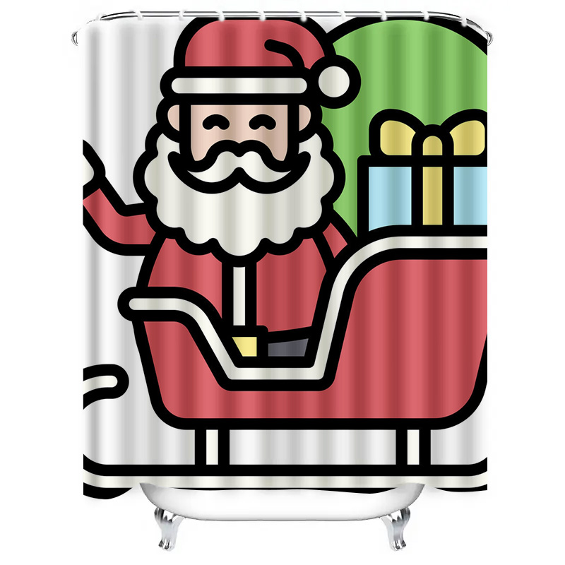 크리스마스 산타클로스 샤워 커튼, 축제적인 휴일 욕실  - Home Xmas Decor Ideas 리뷰 및 가격