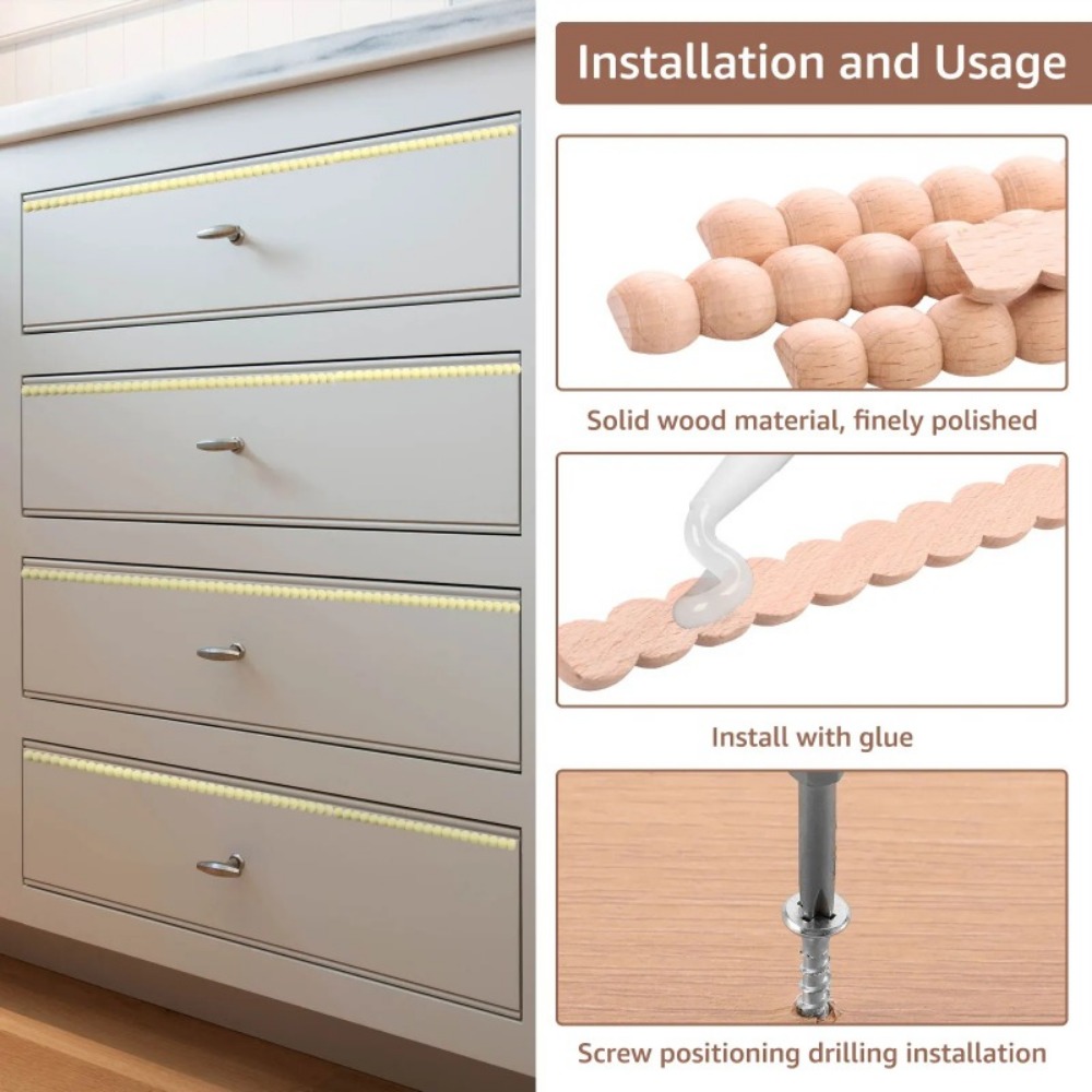 8Pcs 나무 장식용 구슬 장식 목재 트림1.1x0.5 - Home Decor Wall Molding 리뷰 및 가격