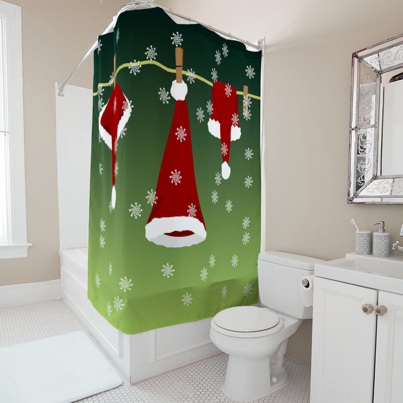 TU 축제 크리스마스 샤워 커튼 레드 산타 클로스 휴일 - Home Xmas Decor Ideas 리뷰 및 가격