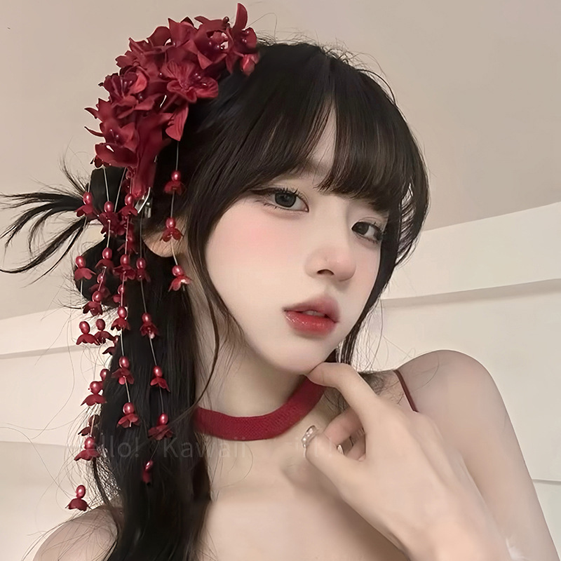 로맨틱 인조 꽃 헤어핀 진주 태슬 장식 레트로 요정풍  - Home Decor Handicraft 리뷰 및 가격