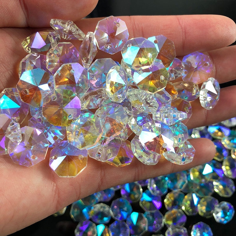 100개 오로라 크리스탈 유리 팔각형 비즈 가랜드 샹들 - Crystal Sun Catcher 리뷰 및 가격