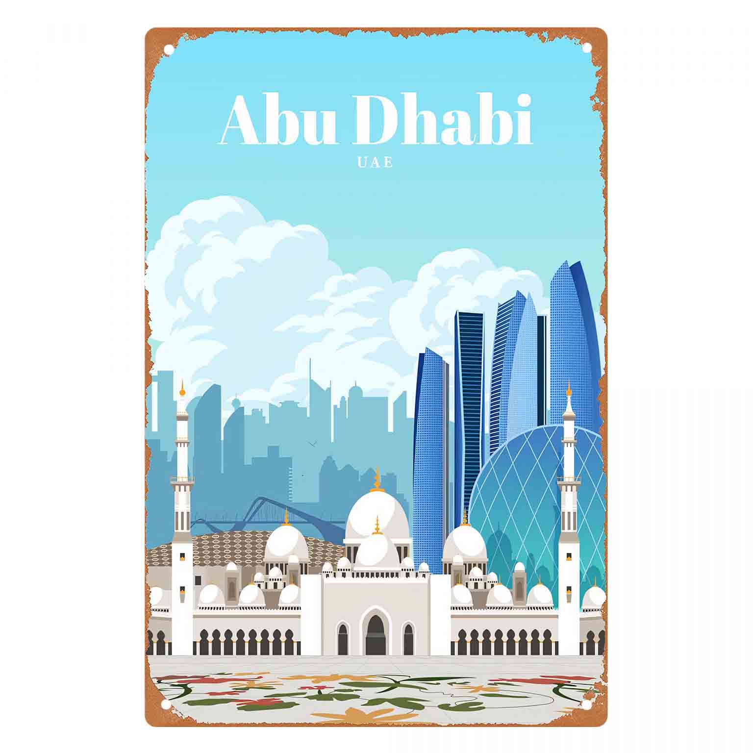 2D 플랫 1개 아부다비 UAE 스카이라인 금속 벽 장 - Home Decor Uae 리뷰 및 가격