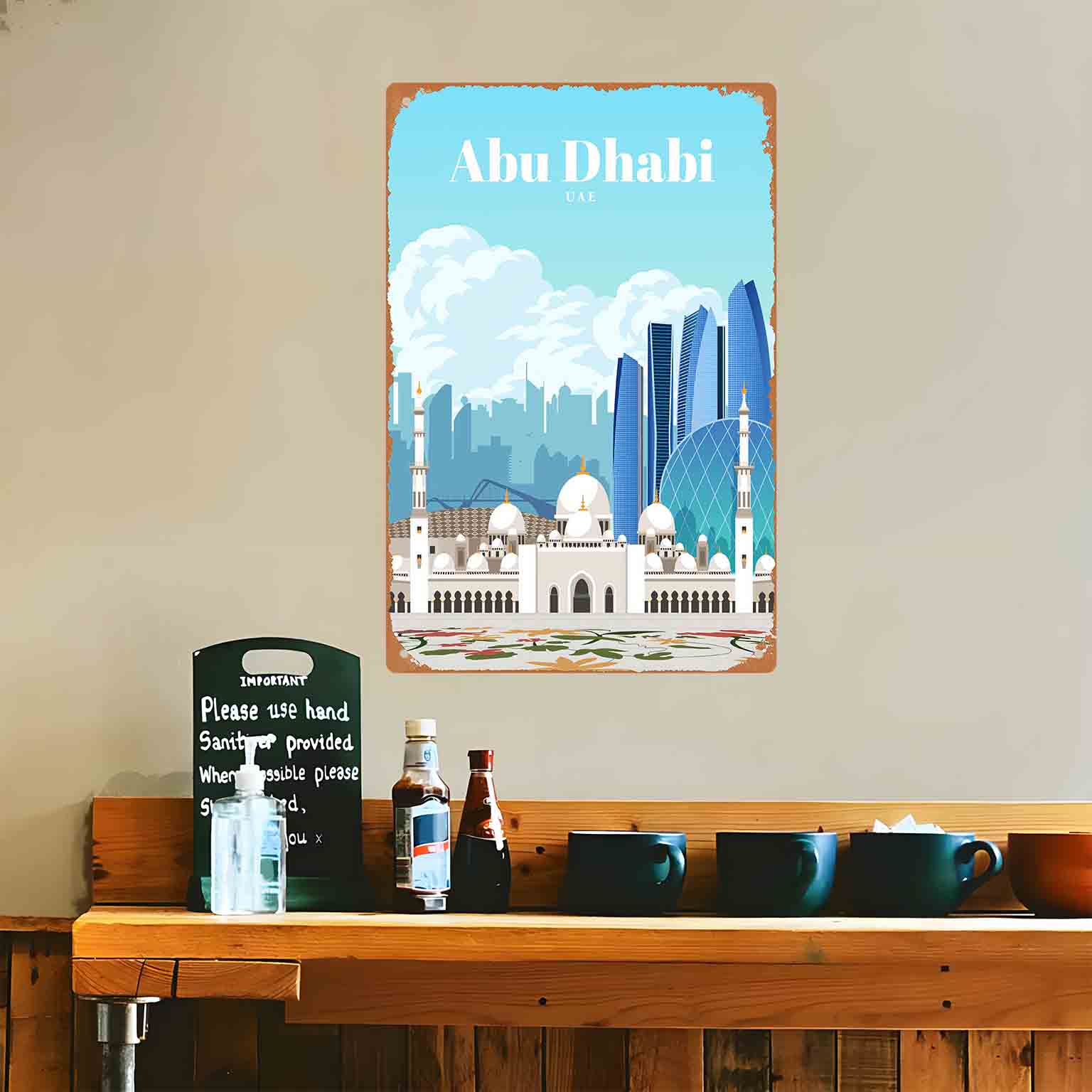 2D 플랫 1개 아부다비 UAE 스카이라인 금속 벽 장 - Home Decor Uae 리뷰 및 가격